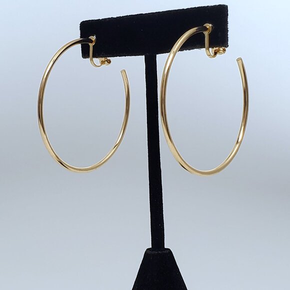 14K Gold Womens 3 Size Clip On Hoop Earrings Ladies Clip-On 14 K Silver Jewelry